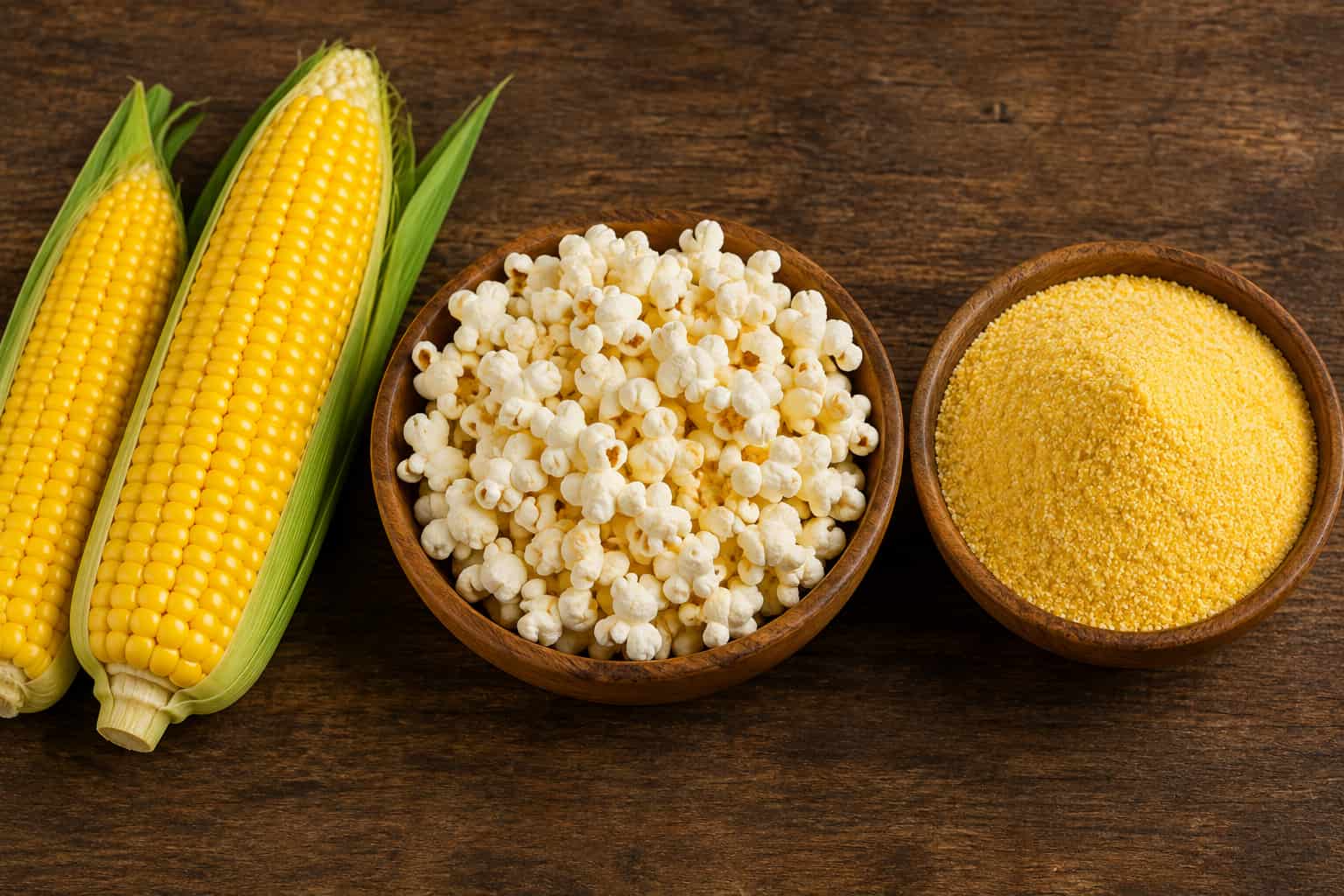 Corn on the cob, popcorn, and cornmeal